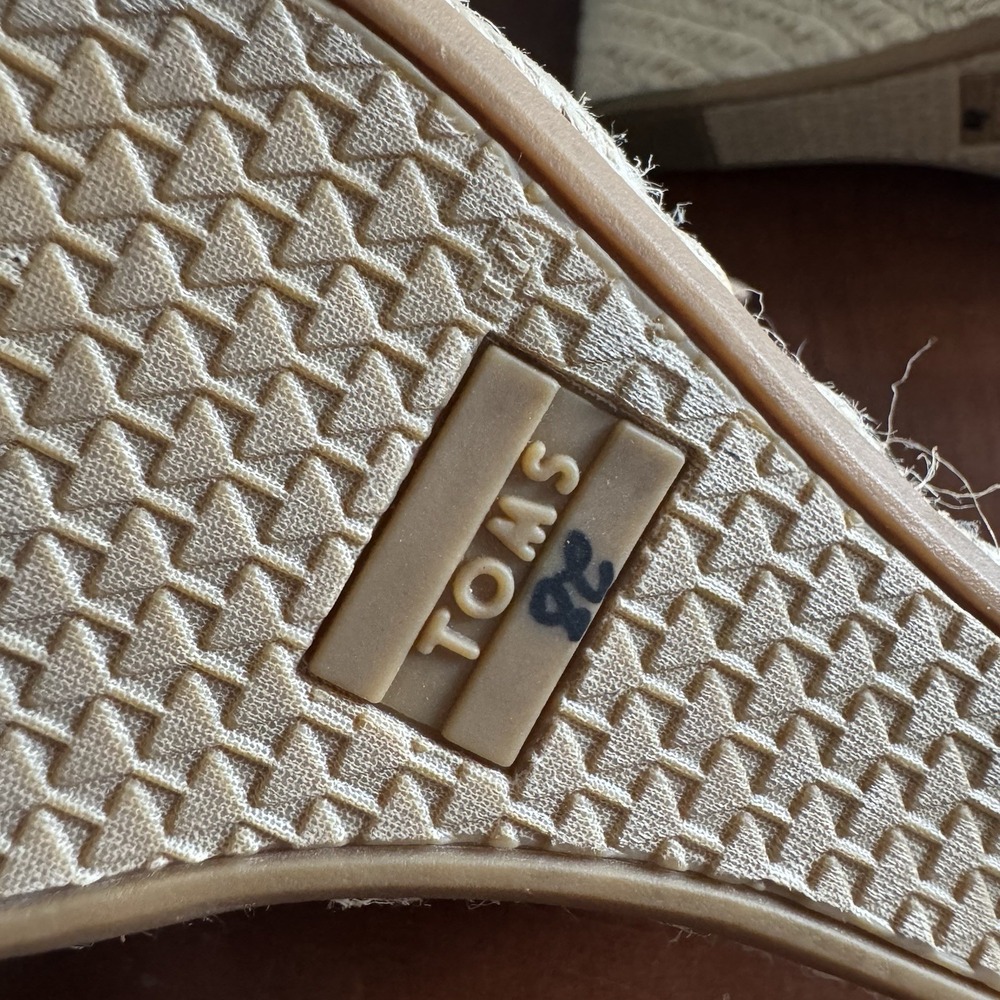 TOMS Women's Monica Wedge Sandal 6 Natural Hemp/Leather - Picture 10 of 10